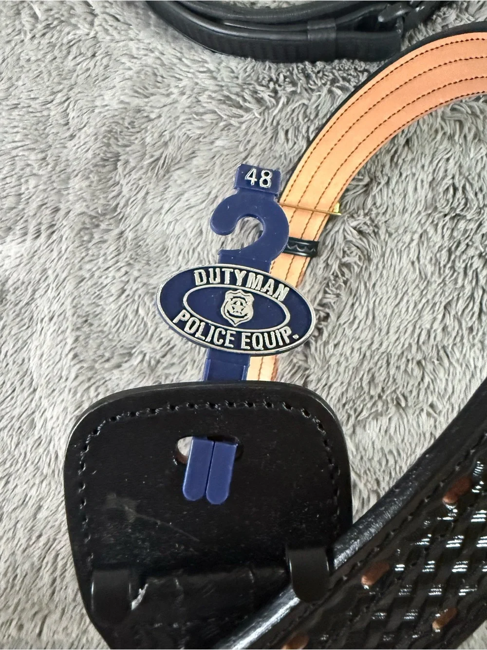 Dutyman 4021 Police Duty Belt Size 48 Full Grain Leather Basketweave Black